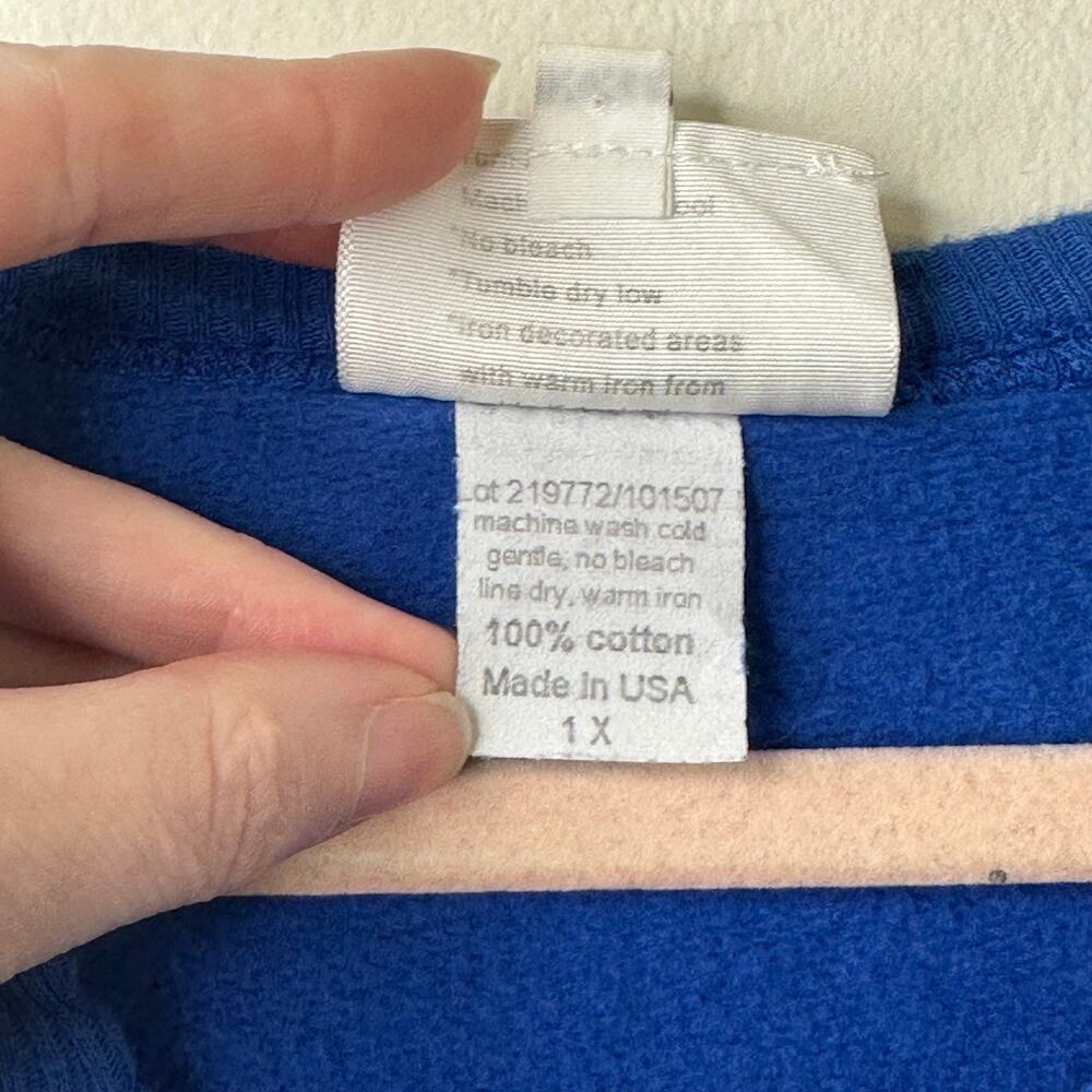 XXL VTG Nu Views Blue Embroidered Cardigan USA Made Artsy Boho Lagenlook Folksy - Picture 3 of 10